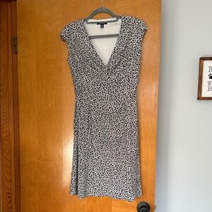 Chaps Black and White Floral Midi Dress